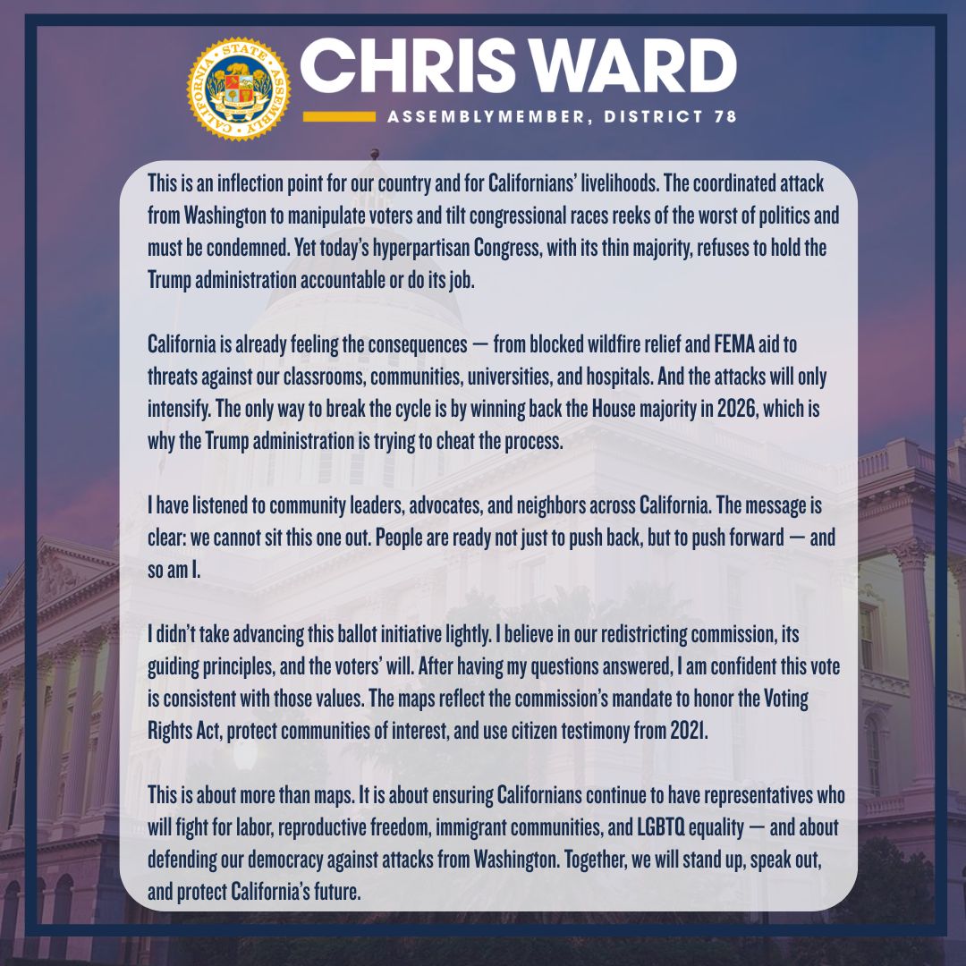 Asm. Ward's Statement